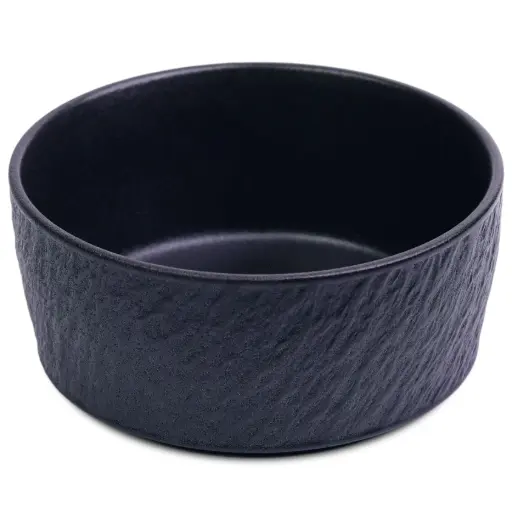 [CRM1074] 立縁皿 6" (石目, 黒)
