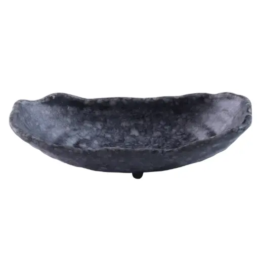 [MLM0254] メラミンバナナ型皿 7.5" (Black Marble)