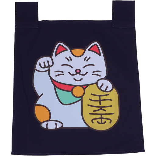 [SET0108] ผ้าม่านญี่ปุ่นสีน้ำเงินแมวกวัก 35x40 ซม.