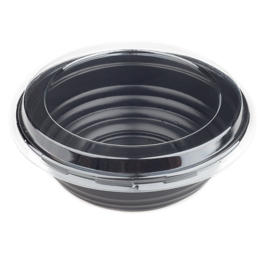 [DPP0073] 使い捨てPP丼容器 透明蓋付 18 cm (黒, 50セット)